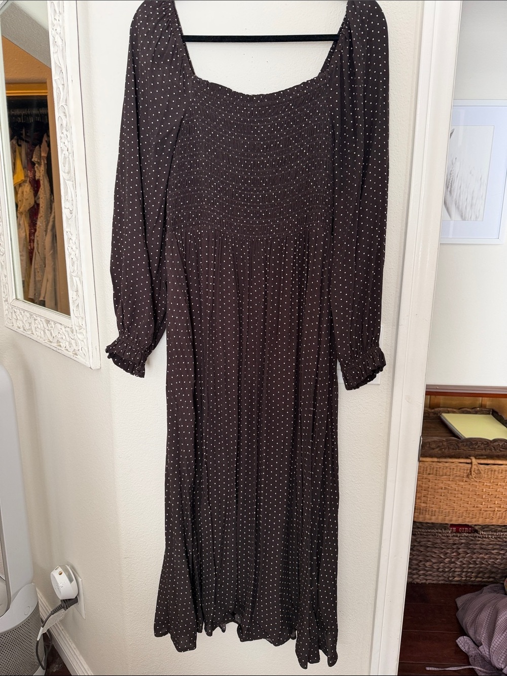 GAP Brown Polka Dot Long Sleeve Dress
